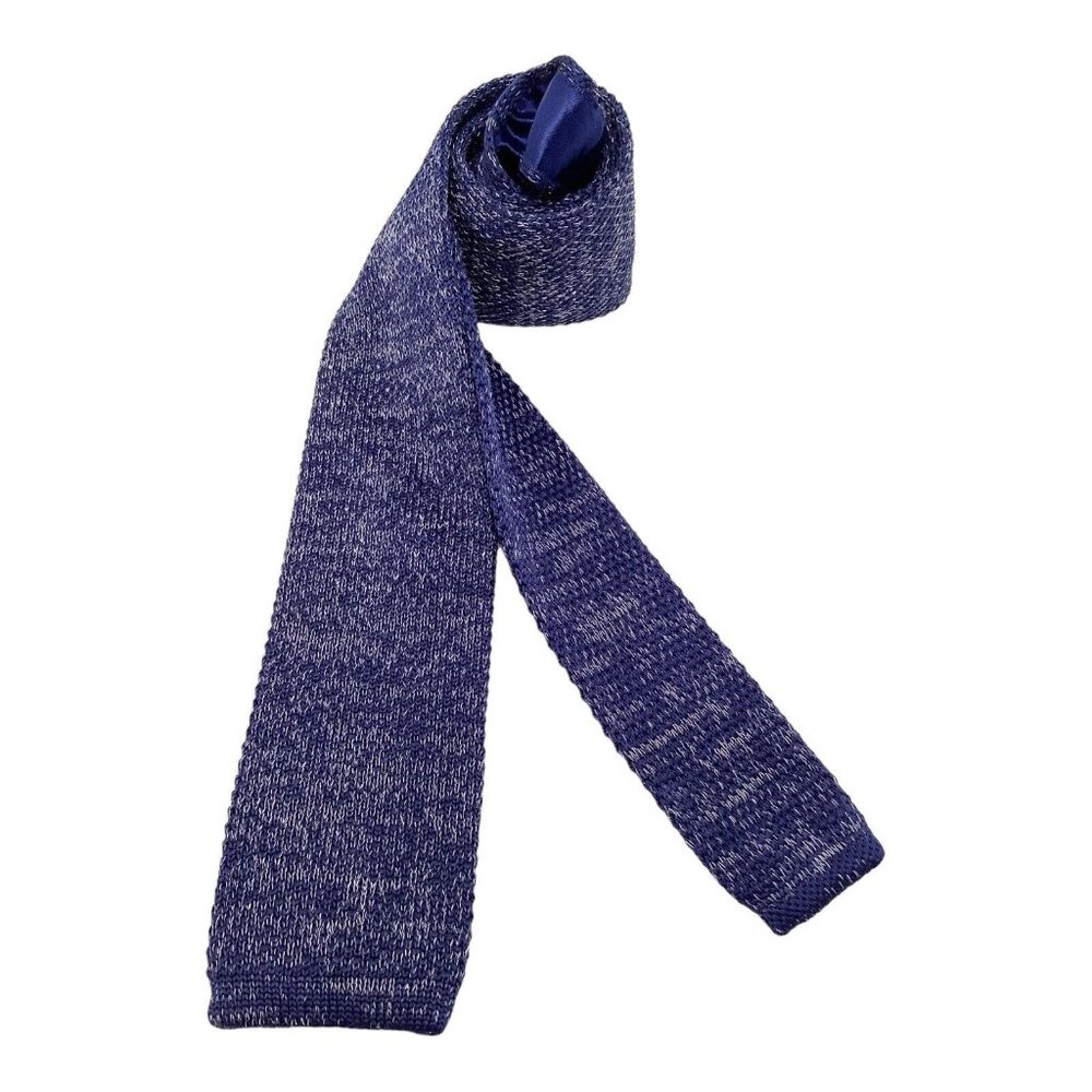 JACK SARTORI Blue Cotton Blend Knit Tie 57"- 2.5" EC